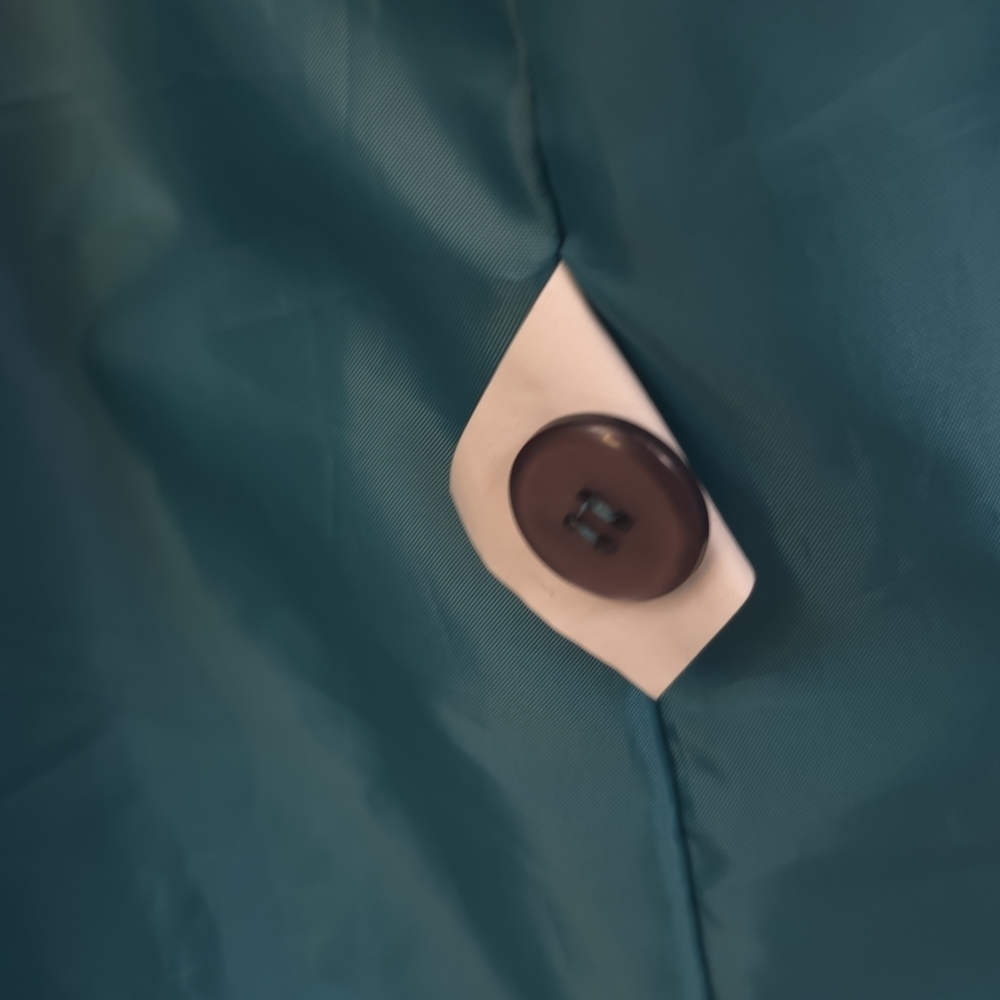 Vintage Teal Double Breasted Trench Coat (S-M Oversize) Lined - Picture 5 of 9